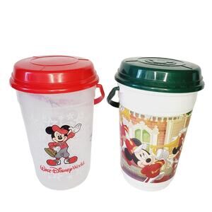 X2 Vintage 90s Disney World & Parks Redenbacher Collab Popcorn Buckets w/Handles